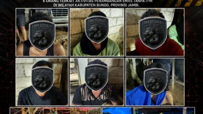 Enam Orang Penambang Ilegal Diamankan Tim Satreskrim Polres Bungo