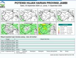 ‎BMKG Jambi Update Situasi Cuaca, Hujan Berpotensi Turun di Pertengahan September 2026
